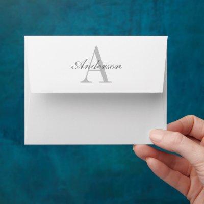 Elegant White & Grey Monogram Envelope