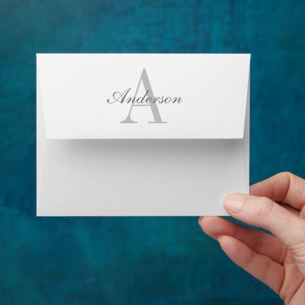 Elegant White & Grey Monogram Envelope