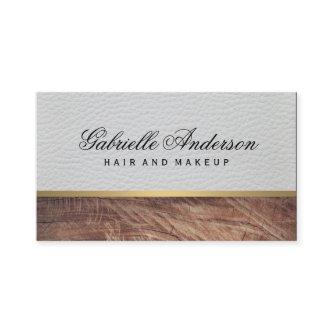 Elegant White Leather Rustic Wood with Gold Trim
