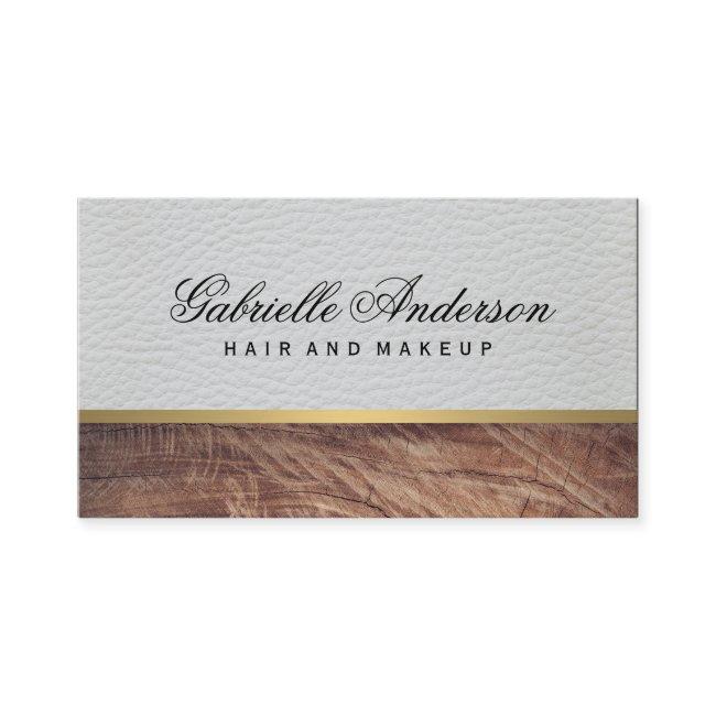Elegant White Leather Rustic Wood with Gold Trim