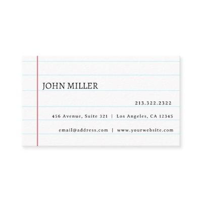 Elegant White Lined Notebook Paper Personalized