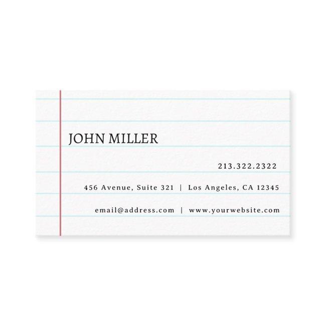 Elegant White Lined Notebook Paper Personalized
