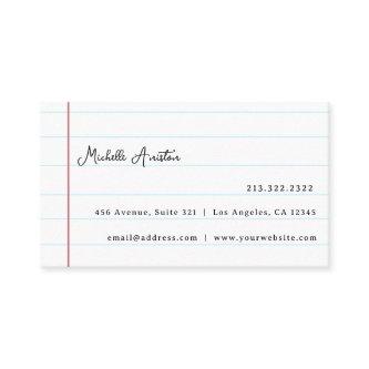 Elegant White Lined Notebook Paper Personalized