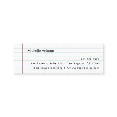 Elegant White Lined Notebook Paper Personalized    Mini