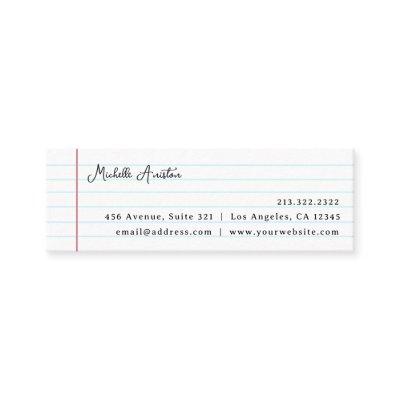 Elegant White Lined Notebook Paper Personalized    Mini