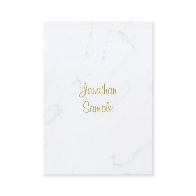 Elegant White Marble Gold Script Luxurious Plain