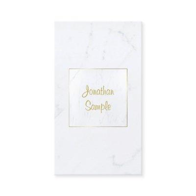 Elegant White Marble Gold Script Luxurious Plain