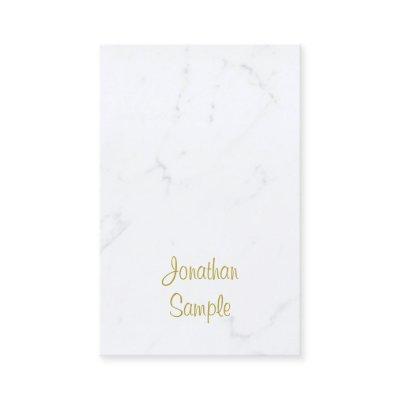 Elegant White Marble Gold Script Luxurious Plain