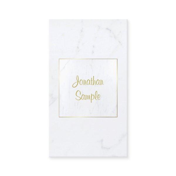 Elegant White Marble Gold Script Plain Luxurious