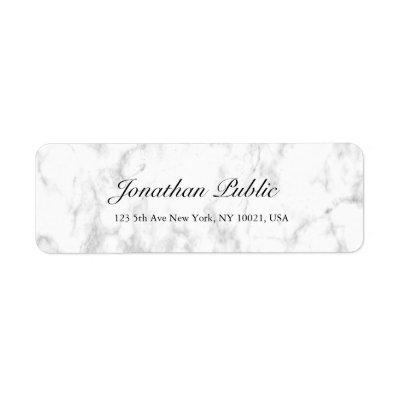 Elegant White Marble Script Luxury Return Address Label