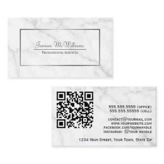 Elegant White Marble & Silver Professional QR Code