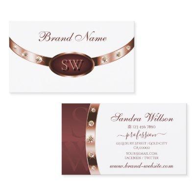 Elegant White Rose Gold and Burgundy with Monogram