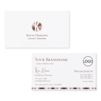 Elegant White Rose Gold with Monogram and Logo