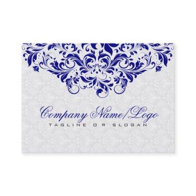 Elegant White & Royal Blue Damasks & Swirls