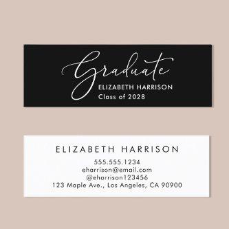 Elegant White Script Black Graduation Name  Mini