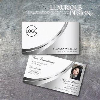 Elegant White Silver Decor with Logo and Photo