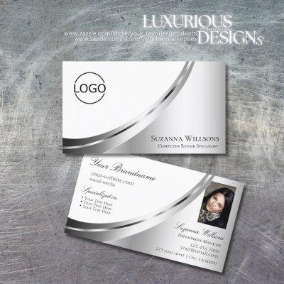 Elegant White Silver Decor with Logo and Photo
