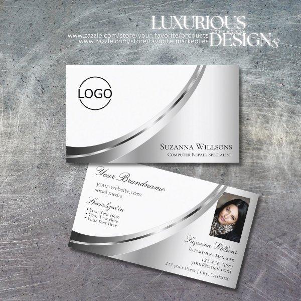 Elegant White Silver Decor with Logo and Photo