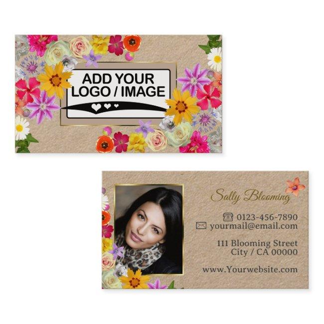 Elegant Wildflower Kraft Paper with Logo and Photo