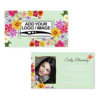 Elegant Wildflower Light Green with Logo and Photo