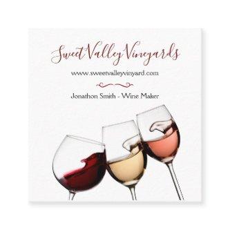 Elegant Wine Glass Burgundy White Vineyard Winery Square