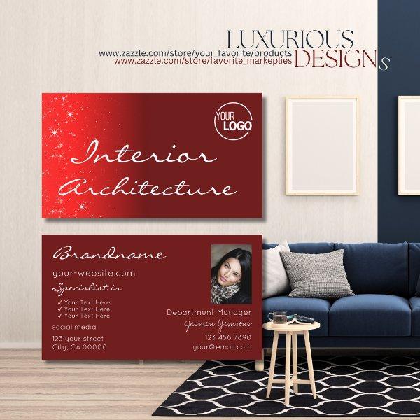 Elegant Wine Red Glitter Stars with Logo and Photo