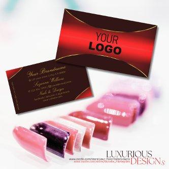 Elegant Wine Red with Gold Border and Logo Stylish