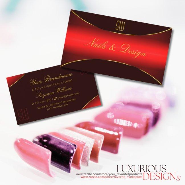 Elegant Wine Red with Gold Border and Monogram
