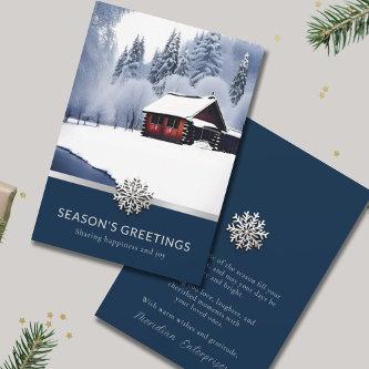 Elegant Winter Photo Business Holiday Card