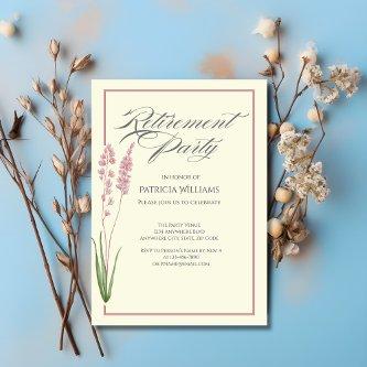 Elegant Womans Pastel Wildflower Retirement Party  Invitation