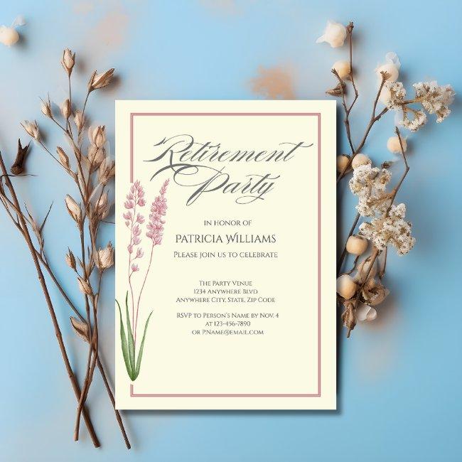Elegant Womans Pastel Wildflower Retirement Party Invitation