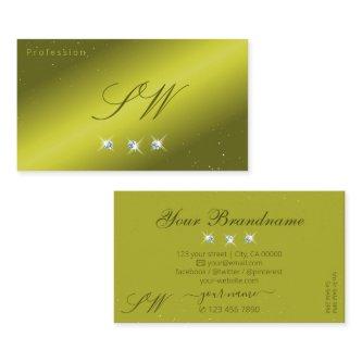 Elegant Yellow Olive Green Sparkle Jewels Initials