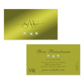 Elegant Yellow Olive Green Sparkle Jewels Monogram
