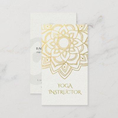 Elegant YOGA Instructor White Gold Floral Mandala