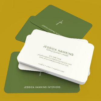Elegantly Simple Script Monogram Olive Green