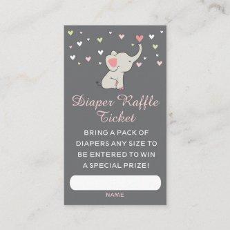 Elephant Diaper Raffle Ticket • Girl Baby Shower