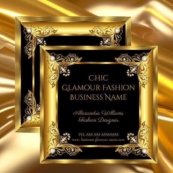 Elite Fashion Designer Black Gold Gems Square