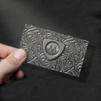 Embossed Metal Shield Monogram ID139