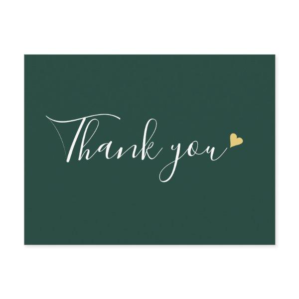Emerald Gold Heart Script Business Thank You Postcard