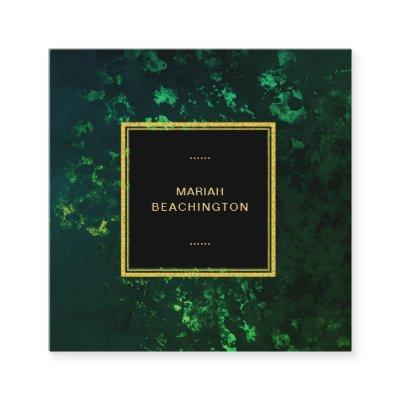 *~* EMERALD GREEN Abstract BLACK Square