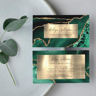 Emerald Green and Gold Foil Agate