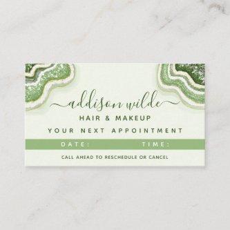 Emerald Green Glitter Agate Geode Luxe Chic Appointment Card