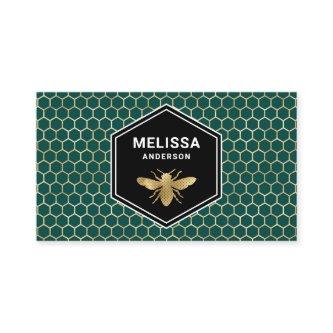 Emerald Green Honeycomb Gold Foil Honey Bee