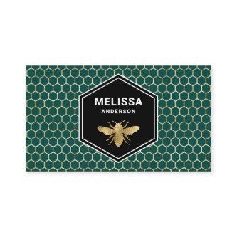 Emerald Green Honeycomb Gold Foil Honey Bee