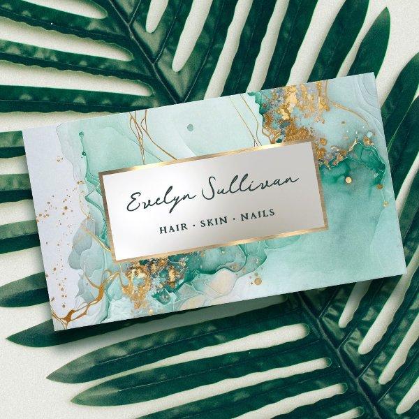 emerald green ink marble