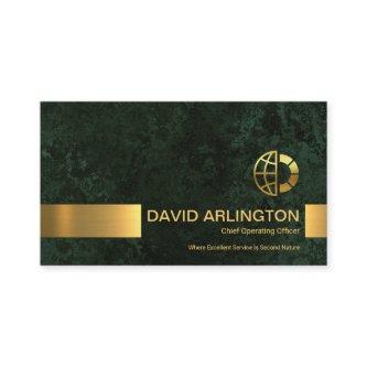 Emerald Green Marble Grunge Gold Stripe Corporate