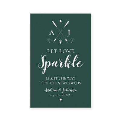 Emerald Green Monogram Golf Wedding Sparkler Tag