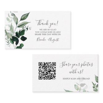 Emerald Greenery Photos Wedding QR Code Card