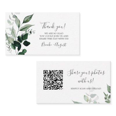 Emerald Greenery Photos Wedding QR Code Card