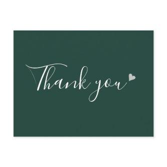 Emerald Silver Heart Script Business Thank You Postcard